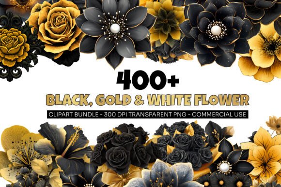 421 Golden Flower Clipart Bundle Png: A Versatile Resource for Creative Professionals