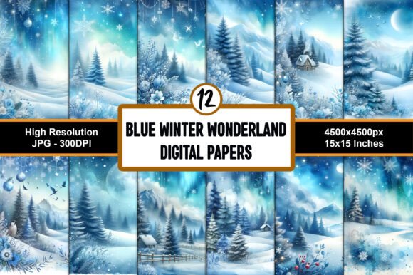 Blue Winter Wonderland Digital Papers