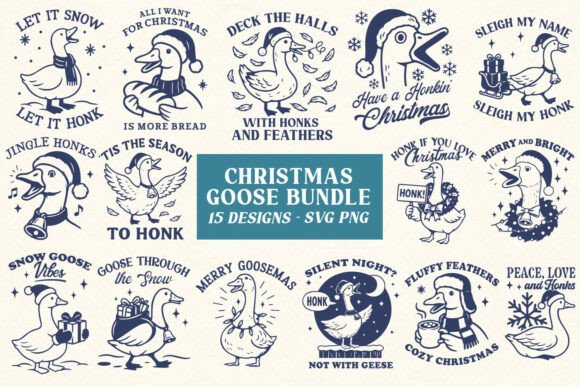 Christmas Goose Funny SVG PNG Bundle