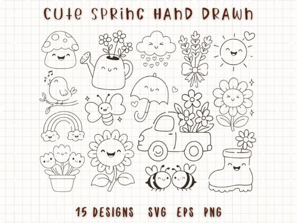 Cute Spring Flower Garden SVG