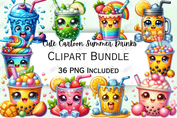 Cute Summer Drinks Clipart: Refreshing Cuteness for Your Designs