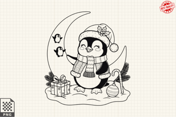 Dressed for Christmas Baby Penguin PNG