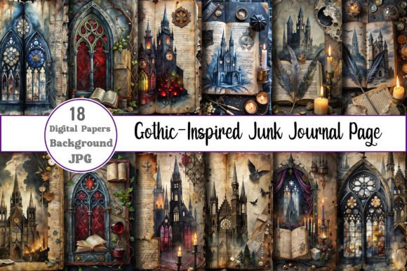 Gothic-Inspired Junk Journal Page