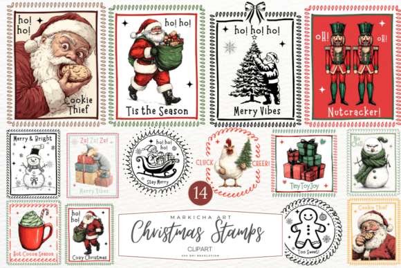Hand-drawn Christmas Postage Clipart