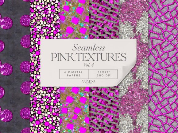 Magenta Shiny Print Glitter Pattern Pack