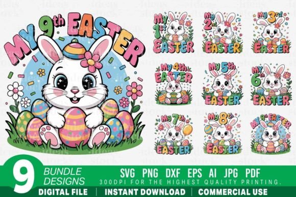 My 1st to 9th Easter Bunny Bundle SVG: A Versatile Digital Design for Creative Projects