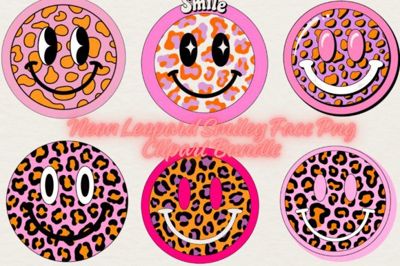 Neon Leopard Smiley Face Png Bundle: A Versatile Digital Design for Creative Projects