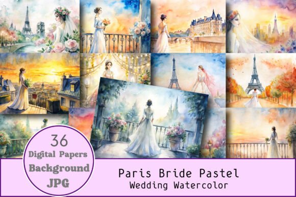 Paris Bride Pastel Wedding Watercolor: A Versatile Digital Design for Creative Projects