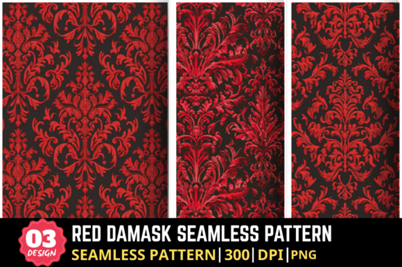 Red Damask Seamless Pattern Bundle