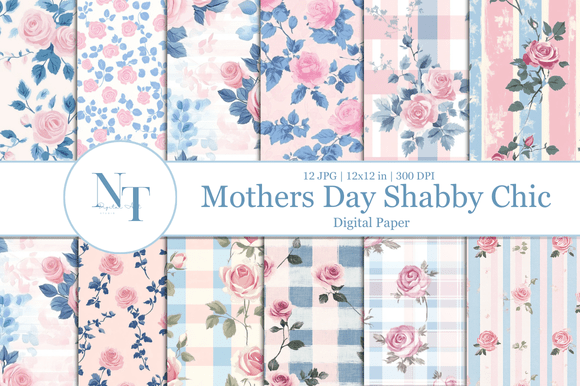 Shabby Chic Mother’s Day Digital Paper: A Timeless Addition for Creative Projects