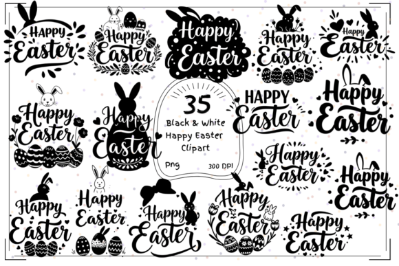 Stylish Black White Happy Easter Text for Creative Expression